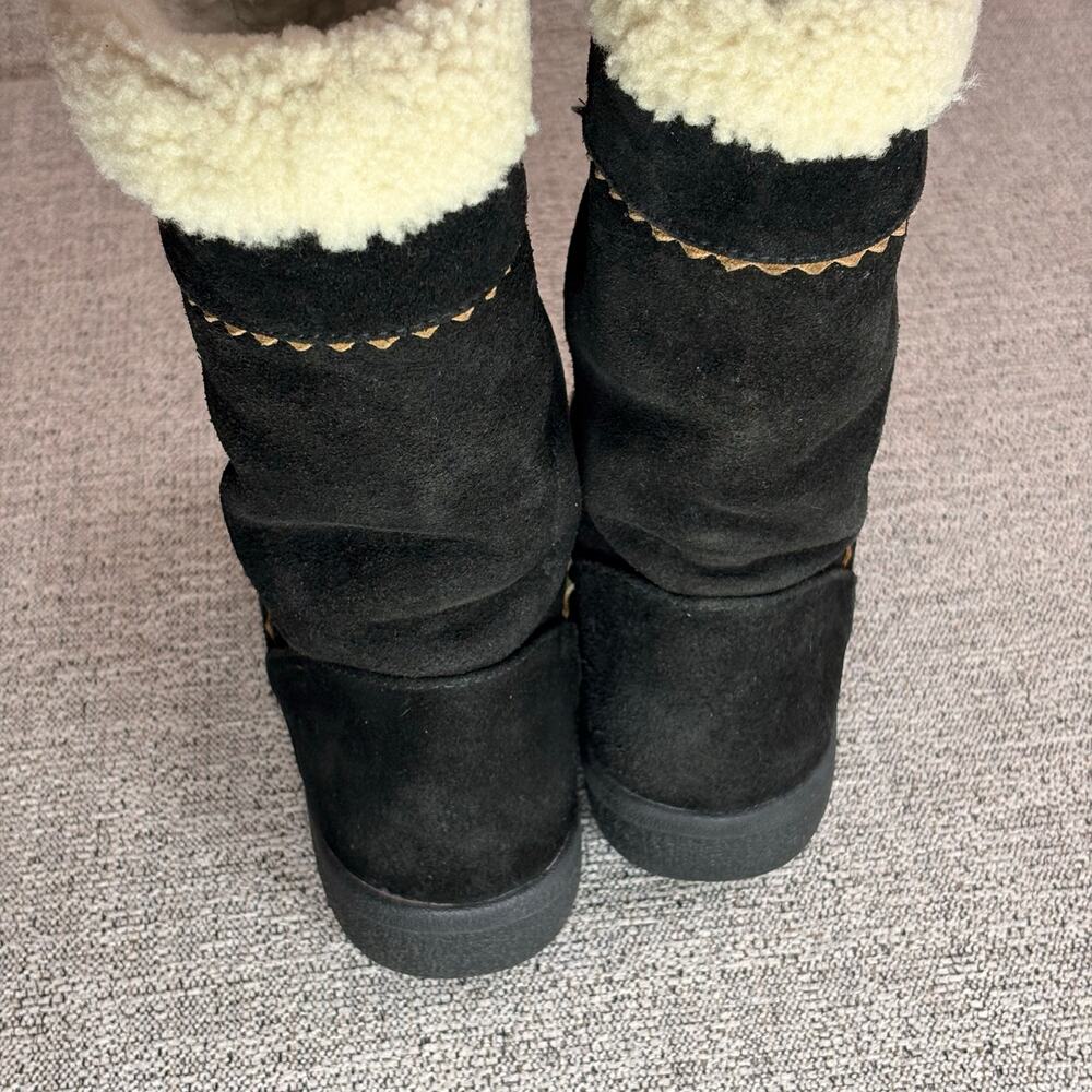 Tecnica Winter Boots Women's Black Suede Furry Top Italian Zippered Side 7 - Picture 7 of 8